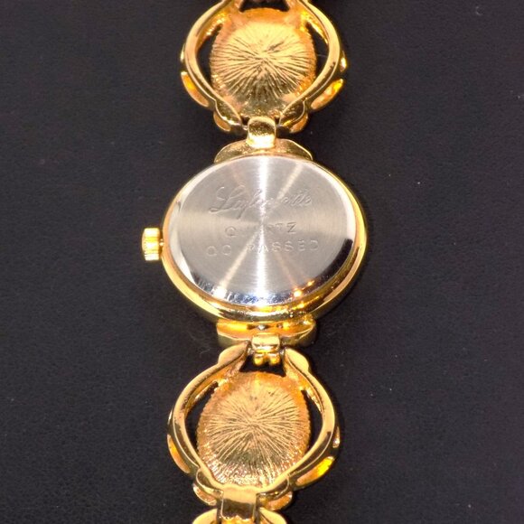 Vintage Ladies Lafayette Carved Semi-Precious Stone Scarab Mother-of-Pearl Watch - Picture 9 of 14